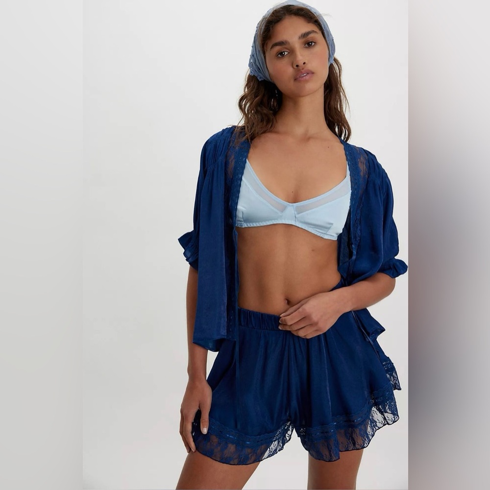 NWT Free People Intimately Morning Breeze Shorts In Color Solid Navy Peony
